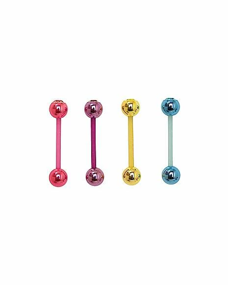 Outlet π Multi-Pack Colored Gem Glow In The Dark Barbells 4 Pack - 14 Gauge π 3 Outlet π Multi-Pack Colored Gem Glow In The Dark Barbells 4 Pack - 14 Gauge π