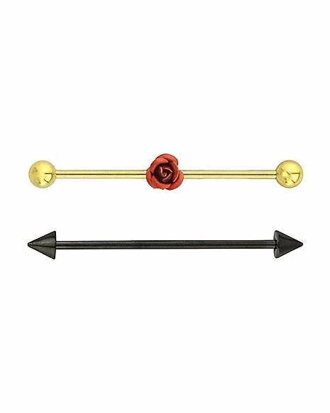 Budget π₯° Plated Rose Industrial Barbells 2 Pack - 14 Gauge β€οΈ 3 Budget π₯° Plated Rose Industrial Barbells 2 Pack - 14 Gauge β€οΈ