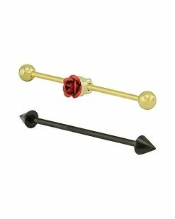 Budget π₯° Plated Rose Industrial Barbells 2 Pack - 14 Gauge β€οΈ 5 Budget π₯° Plated Rose Industrial Barbells 2 Pack - 14 Gauge β€οΈ -Playboy Shop 03312733 b