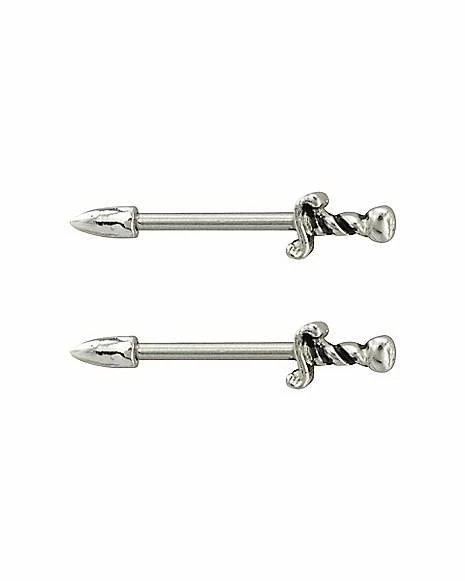 Hot Sale π Sword Nipple Barbells 1 Pair - 14 Gauge π₯ 3 Hot Sale π Sword Nipple Barbells 1 Pair - 14 Gauge π₯