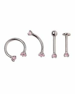Outlet 👏 Multi-Pack CZ Labret Lip Rings 4 Pack - 16 Gauge 👍 -Playboy Shop 03318052 b