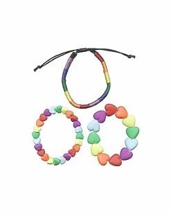 Buy ⌛ Pride Rainbow Heart Bracelets - 3 Pack 😀
