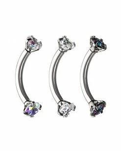 Promo 🤩 Multi-Pack CZ Curved Barbells 3 Pack - 16 Gauge ⌛