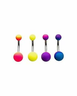 Wholesale ⌛ Neon Multi-Pack Belly Rings 4 Pack - 14 Gauge 🌟