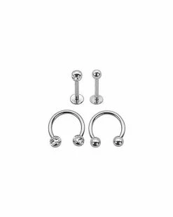 Top 10 🛒 Multi-Pack CZ Labret Lip Rings 4 Pack - 16 Gauge 🎁