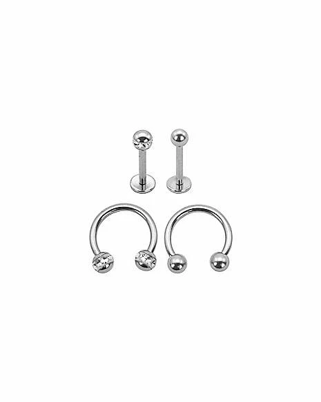 Top 10 π Multi-Pack CZ Labret Lip Rings 4 Pack - 16 Gauge π 3 Top 10 π Multi-Pack CZ Labret Lip Rings 4 Pack - 16 Gauge π