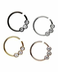 Best Sale 👍 CZ Silvertone and Goldtone Hoop Nose Rings 4 Pack- 20 Gauge ✨