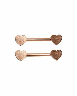 Brand new 🌟 Rose Goldplated Heart Nipple Barbells 1 Pair - 14 Gauge 🛒