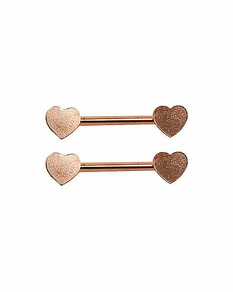 Brand new π Rose Goldplated Heart Nipple Barbells 1 Pair - 14 Gauge π 3 Brand new π Rose Goldplated Heart Nipple Barbells 1 Pair - 14 Gauge π