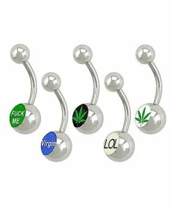 Flash Sale ✔️ Multi-Pack Leaf Belly Rings 5 Pack - 14 Gauge 😀 -Playboy Shop 03347549 b
