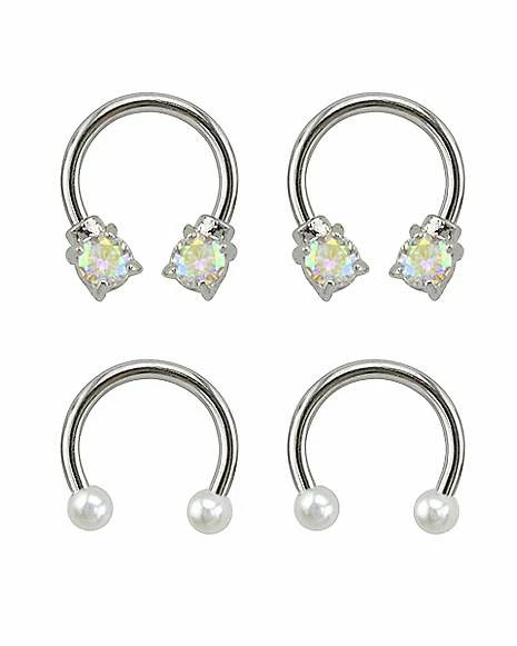 Budget π₯° Multi-Pack Pearlized and CZ Horseshoe Rings 2 Pair - 16 Gauge π 3 Budget π₯° Multi-Pack Pearlized and CZ Horseshoe Rings 2 Pair - 16 Gauge π