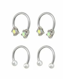 Budget π₯° Multi-Pack Pearlized and CZ Horseshoe Rings 2 Pair - 16 Gauge π 9 Budget π₯° Multi-Pack Pearlized and CZ Horseshoe Rings 2 Pair - 16 Gauge π -Playboy Shop 03348182 b