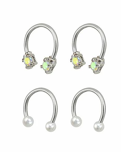 Budget π₯° Multi-Pack Pearlized and CZ Horseshoe Rings 2 Pair - 16 Gauge π 4 Budget π₯° Multi-Pack Pearlized and CZ Horseshoe Rings 2 Pair - 16 Gauge π - Image 2