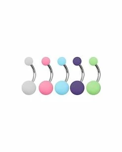 Best Pirce ⌛ Multi-Pack Pastel Belly Rings 5 Pack - 14 Gauge 🧨