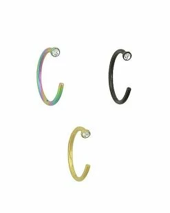 Deals 👍 Multi-Pack Hoop Nose Rings 3 Pack - 18 Gauge 🎉 -Playboy Shop 03349248 b