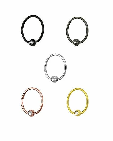 Buy π Multi-Pack Colored CZ Captive Nose Rings 5 Pack - 20 Gauge π€© 4 Buy π Multi-Pack Colored CZ Captive Nose Rings 5 Pack - 20 Gauge π€© - Image 2