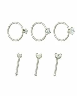 Budget 😍 Multi-Pack CZ Bone Nose Rings and Hoop Nose Rings 6 Pack - 20 Gauge ✨ -Playboy Shop 03349362 b