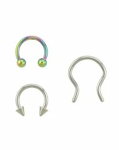 Buy 😀 Multi-Pack Rainbow Septum Rings 3 Pack - 16 Gauge ⭐