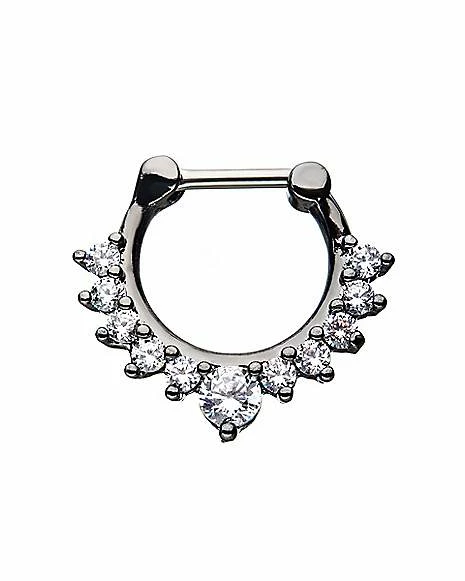 Discount π Hematite Plated CZ Clicker Septum Ring - 16 Gauge π₯° 3 Discount π Hematite Plated CZ Clicker Septum Ring - 16 Gauge π₯°