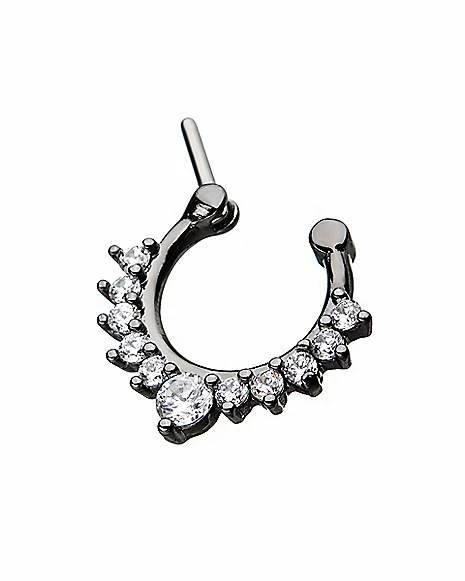 Discount π Hematite Plated CZ Clicker Septum Ring - 16 Gauge π₯° 5 Discount π Hematite Plated CZ Clicker Septum Ring - 16 Gauge π₯° - Image 3