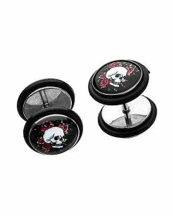 Flash Sale 👏 Rose Skull Fake Plugs - 18 Gauge ✔️ -Playboy Shop 03351236 c