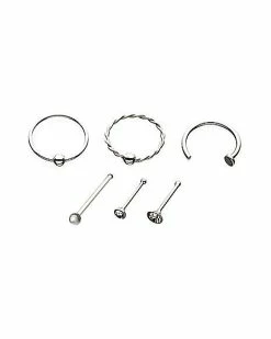 Best deal ⭐ Multi-Pack Bone Nose Rings and Hoop Nose Rings 6 Pack - 22 Gauge 🛒