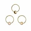 Promo 🛒 Multi-Pack Goldtone Opal-Effect Moon Hoop Nose Rings 3 Pack - 20 Gauge 💯 -Playboy Shop 03397684