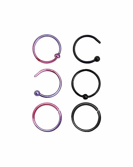 Outlet β Multi-Pack Ombre Hoop Nose Rings 6 Pack - 20 Gauge π― 3 Outlet β Multi-Pack Ombre Hoop Nose Rings 6 Pack - 20 Gauge π―