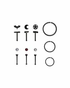 Brand new 😍 CZ Multi-Pack Stud & Hoop Nose Rings 9 Pack - 20 Gauge 🧨