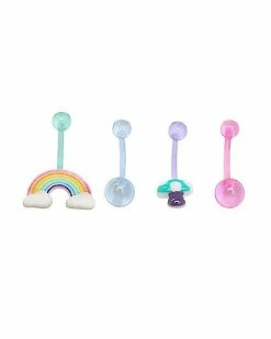 Buy 🥰 Multi-Pack Rainbow Mushroom Belly Rings 4 Pack - 14 Gauge 👏
