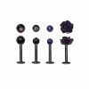 Coupon 🥰 Multi-Pack CZ Rose Labret Lip Rings 4 Pack - 16 Gauge 🎁 -Playboy Shop 03399409