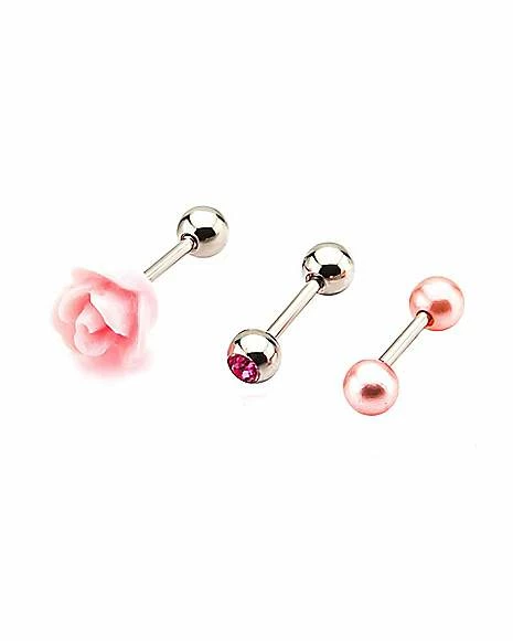 New ✨ Multi-Pack CZ Rose Cartilage Earrings 3 Pack - 18 Gauge ❤️ 4 New ✨ Multi-Pack CZ Rose Cartilage Earrings 3 Pack - 18 Gauge ❤️ - Image 2