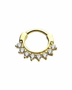Best Pirce 👏 Goldplated CZ Spiked Clicker Septum Ring - 16 Gauge 😀