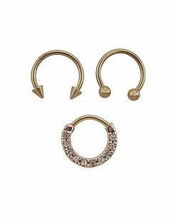 Discount 🔥 Multi-Pack CZ Septum Rings 3 Pack - 16 Gauge 🎁