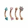Outlet 🥰 Multi-Pack Rose Goldtone CZ Curved Barbells 4 Pack - 16 Gauge 🤩 -Playboy Shop 03417516 a