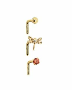 Best reviews of ⭐ Multi-Pack CZ Dragonfly L-Bend Nose Rings 3 Pack - 20 Gauge ⌛