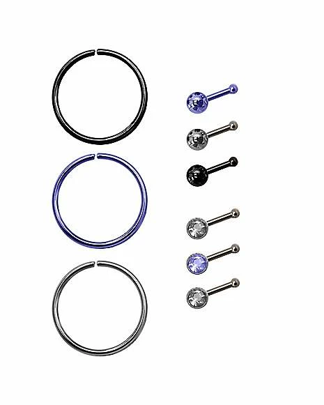 Flash Sale π€© Multi-Pack CZ Bone Nose Rings and Hoop Nose Rings - 9 Pack π 3 Flash Sale π€© Multi-Pack CZ Bone Nose Rings and Hoop Nose Rings - 9 Pack π