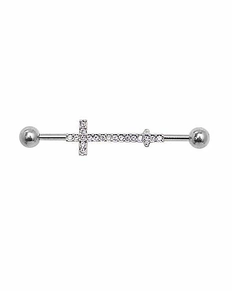 Discount π Cross CZ Industrial Barbell - 14 Gauge π 3 Discount π Cross CZ Industrial Barbell - 14 Gauge π