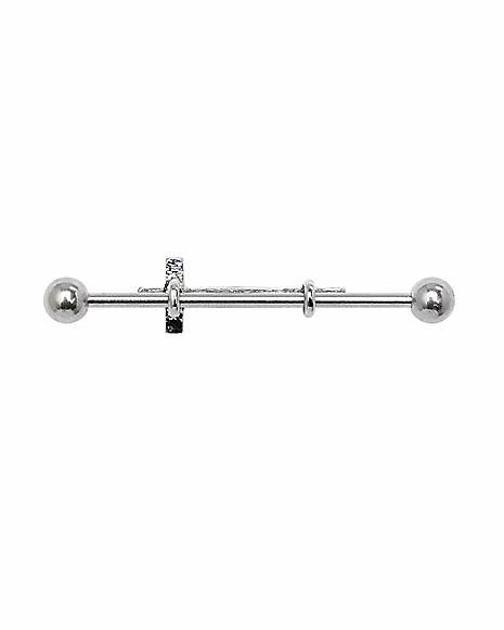 Discount π Cross CZ Industrial Barbell - 14 Gauge π 4 Discount π Cross CZ Industrial Barbell - 14 Gauge π - Image 2