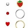 Best Sale ⭐ Multi-Pack Goldtone CZ Strawberry Nose Pins and Hoop Nose Rings 6 Pack - 20 Gauge ❤️ -Playboy Shop 03425709 a