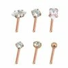 Cheap 🤩 Multi-Pack Shaped CZ Nose Pins 6 Pack - 20 Gauge ⌛ -Playboy Shop 03426491 a