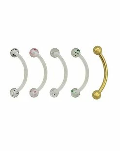Outlet 👍 Multi-Pack Snake Eye Curved Barbells 5 Pack - 16 Gauge 💯 -Playboy Shop 03426608 b