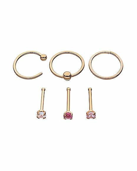 Cheap π Multi-Pack Rose Goldplated CZ Stud Nose Rings and Hoop Nose Rings 6 Pack - 20 Gauge βοΈ 3 Cheap π Multi-Pack Rose Goldplated CZ Stud Nose Rings and Hoop Nose Rings 6 Pack - 20 Gauge βοΈ