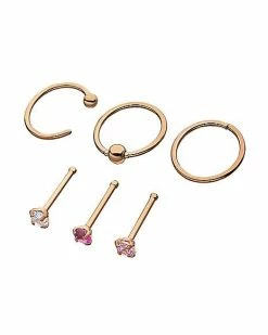 Cheap π Multi-Pack Rose Goldplated CZ Stud Nose Rings and Hoop Nose Rings 6 Pack - 20 Gauge βοΈ 5 Cheap π Multi-Pack Rose Goldplated CZ Stud Nose Rings and Hoop Nose Rings 6 Pack - 20 Gauge βοΈ -Playboy Shop 03426657 b