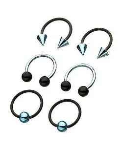 Wholesale ✔️ Multi-Pack Spike Horseshoe Rings 3 Pair - 18 Gauge 😀 -Playboy Shop 03426830 b