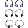 Flash Sale 🎉 Multi-Pack Purple Spike Horseshoe Rings and Captive Rings 3 Pair - 18 Gauge 🔔 -Playboy Shop 03426848 a