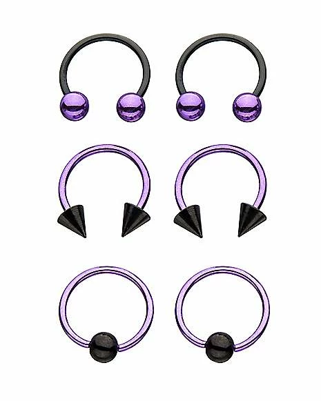 Flash Sale π Multi-Pack Purple Spike Horseshoe Rings and Captive Rings 3 Pair - 18 Gauge π 3 Flash Sale π Multi-Pack Purple Spike Horseshoe Rings and Captive Rings 3 Pair - 18 Gauge π