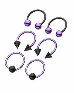 Flash Sale π Multi-Pack Purple Spike Horseshoe Rings and Captive Rings 3 Pair - 18 Gauge π 5 Flash Sale π Multi-Pack Purple Spike Horseshoe Rings and Captive Rings 3 Pair - 18 Gauge π -Playboy Shop 03426848 b