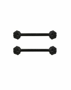 Best Sale 👍 Blackplated CZ Nipple Barbells 1 Pair - 14 Gauge 🧨