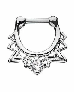 Flash Sale ❤️ CZ Spiked Clicker Septum Ring - 16 Gauge 🥰